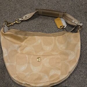 Coach Tan Shoulder Bag with Gold Accents